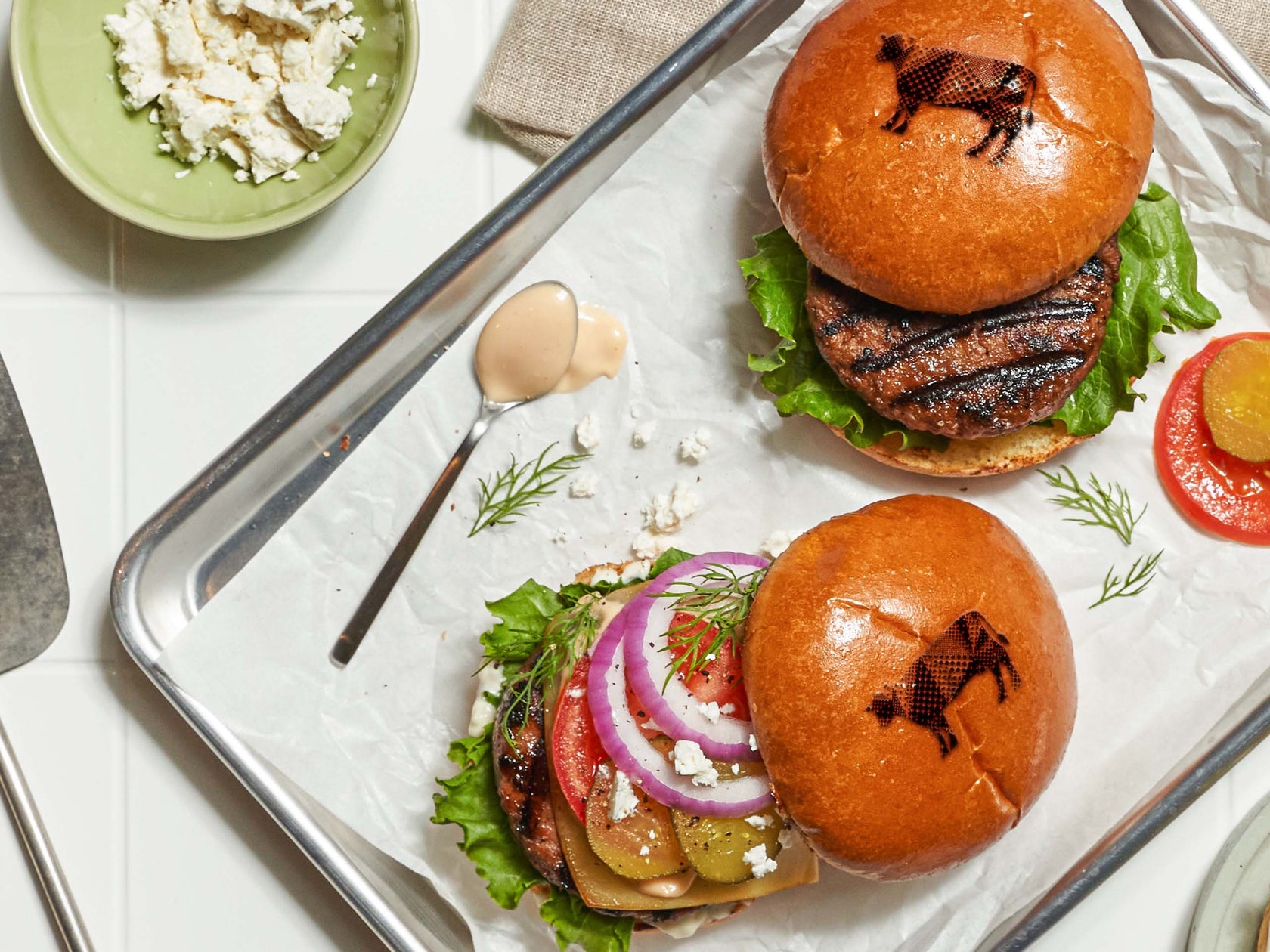 Partially Assembled Burger with Bump Branding on Bun