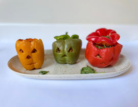 Halloween Jack-o'-lantern stuffed peppers